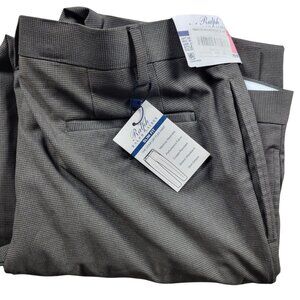 Ralph by Ralph Lauren Dress Pants Mens 40x30 Gray Beige Flat Front Poly Blend
